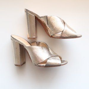 SCHUTZ Metallic Block Heel Mules